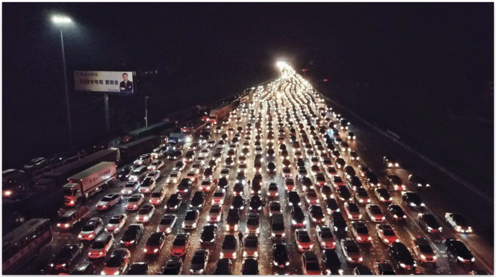 Image: A traffic jam during the festive period